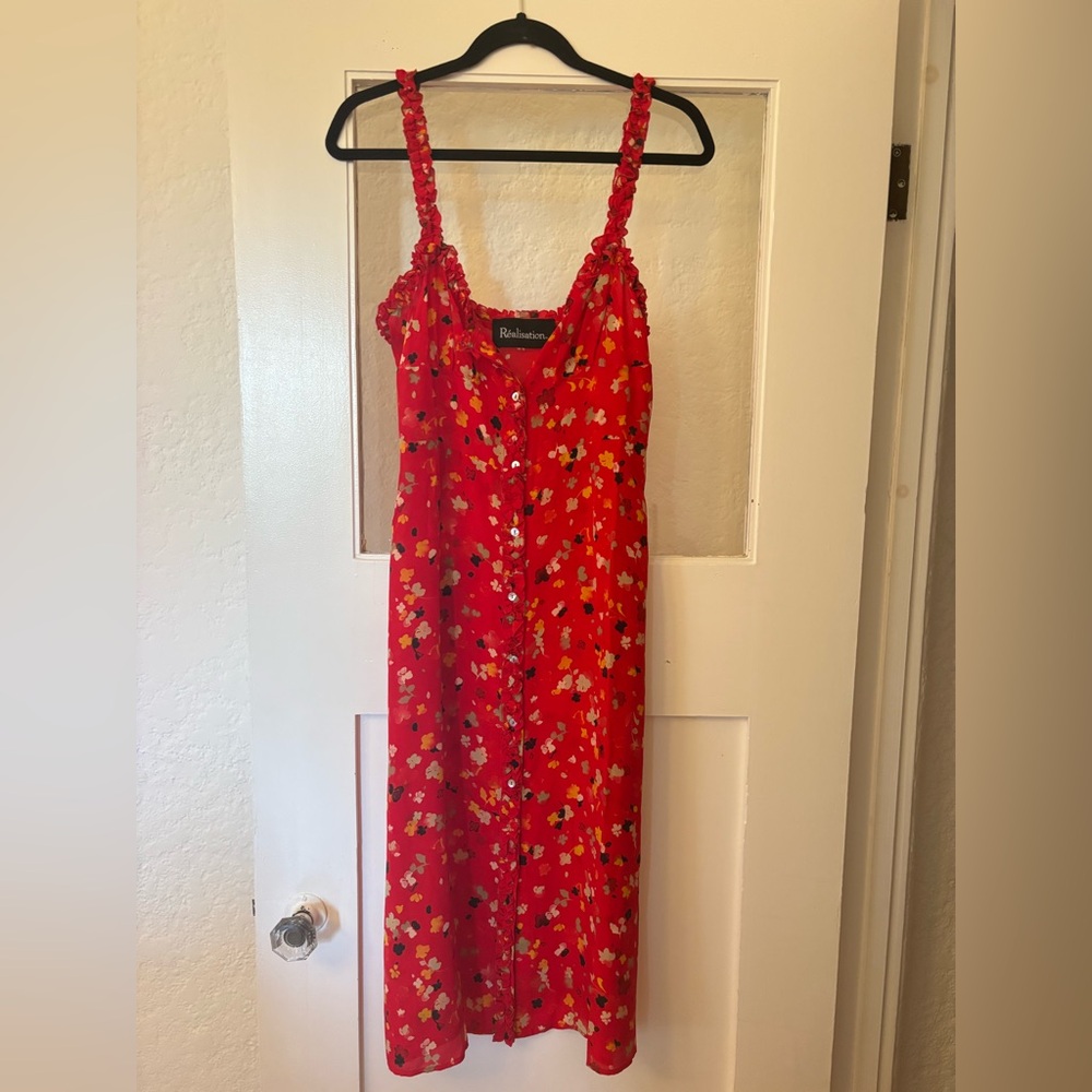Réalisation Par The Juliet silk Dress in Rouge Fleur Medium